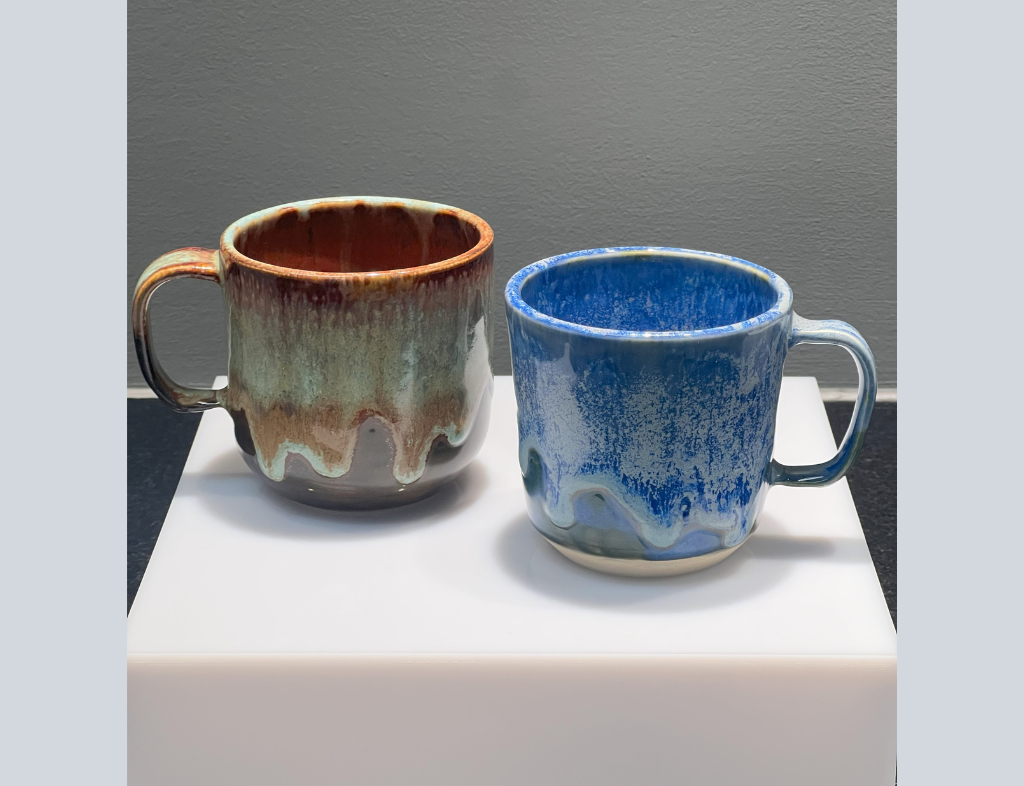 Thrown glazed ceramic mugs by Gunnar Hardt